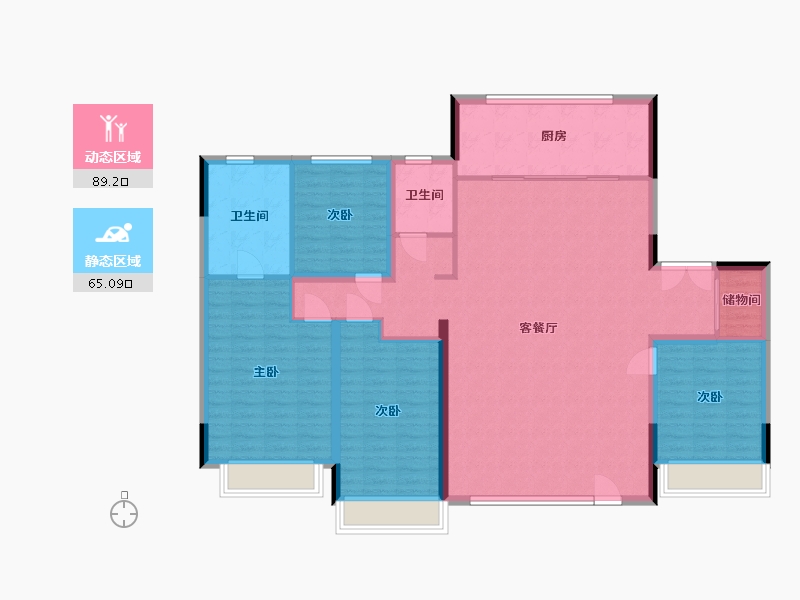 吉林省-长春市-润德·汀蘭云境-141.49-户型库-动静分区