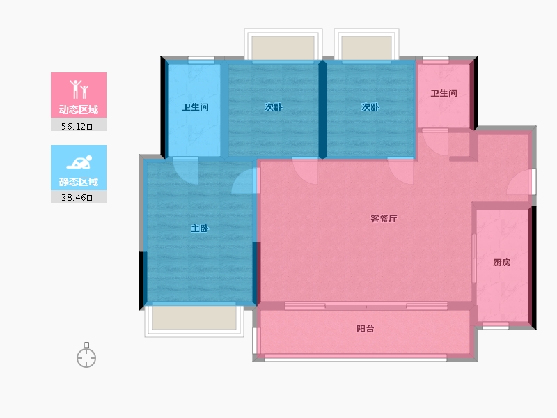 四川省-成都市-天投公园翠屿-85.26-户型库-动静分区