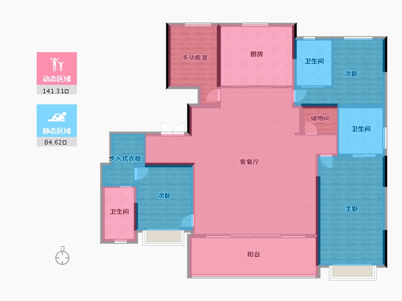 浙江省-宁波市-明湖怡府-207.52-户型库-动静分区