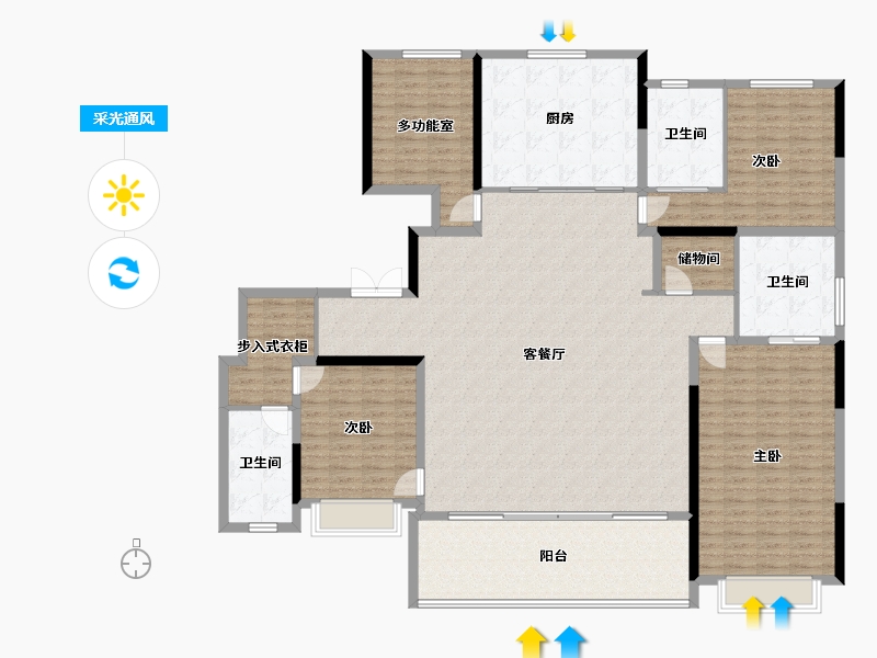 浙江省-宁波市-明湖怡府-207.52-户型库-采光通风