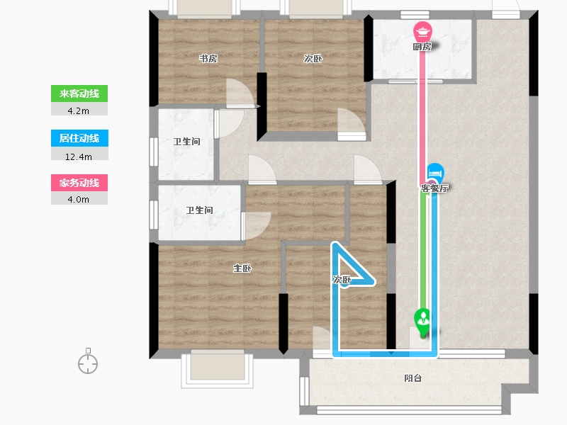 湖北省-武汉市-航空路壹号-96.60-户型库-动静线