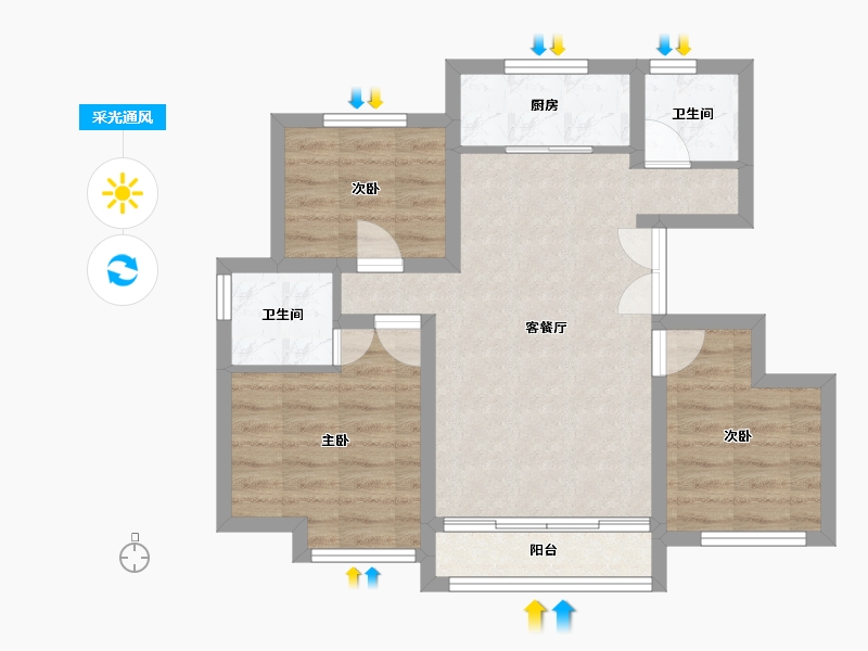 河南省-濮阳市-龙润学府-64.00-户型库-采光通风