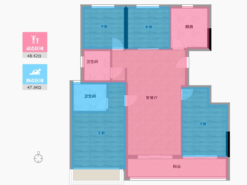 浙江省-杭州市-伟星滨映时代府-86.40-户型库-动静分区