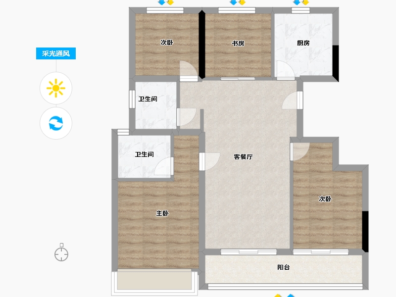 浙江省-杭州市-伟星滨映时代府-86.40-户型库-采光通风