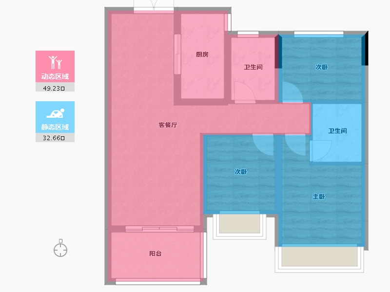 海南省-海口市-佳元七彩澜湾-76.68-户型库-动静分区