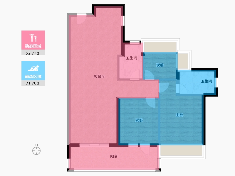 广东省-广州市-广州南站ICC·峻銮-76.80-户型库-动静分区