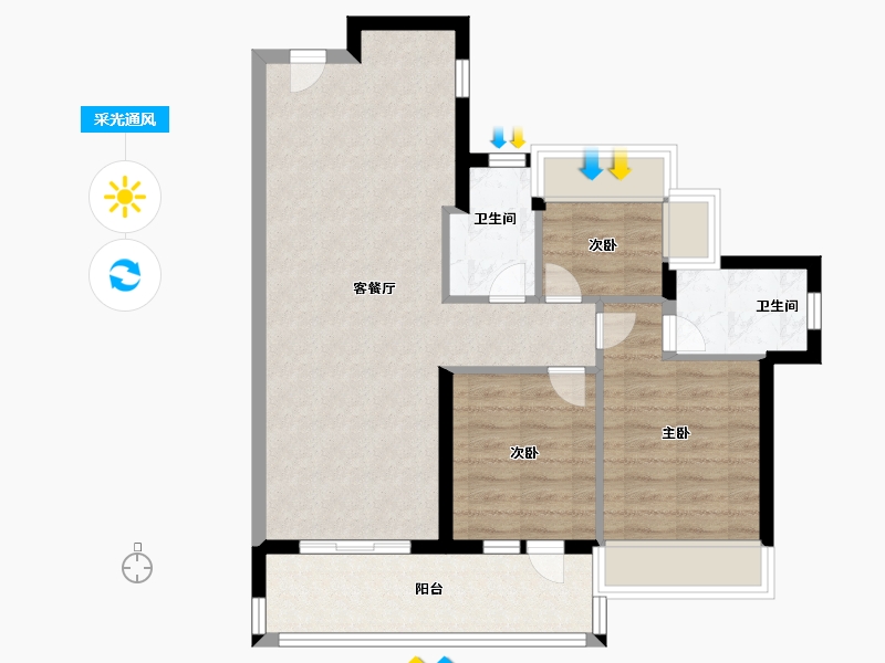 广东省-广州市-广州南站ICC·峻銮-76.80-户型库-采光通风