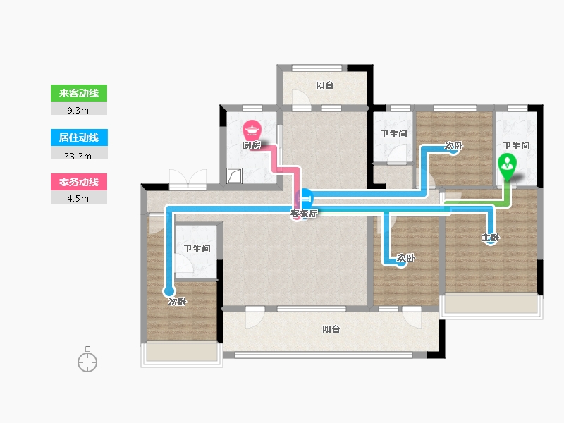 宁夏回族自治区-银川市-光耀·央玺-129.22-户型库-动静线