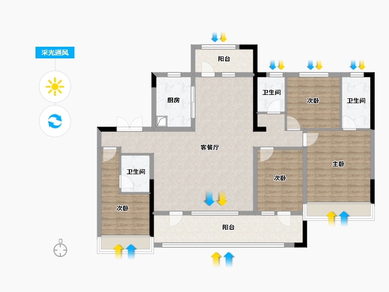 宁夏回族自治区-银川市-光耀·央玺-129.22-户型库-采光通风