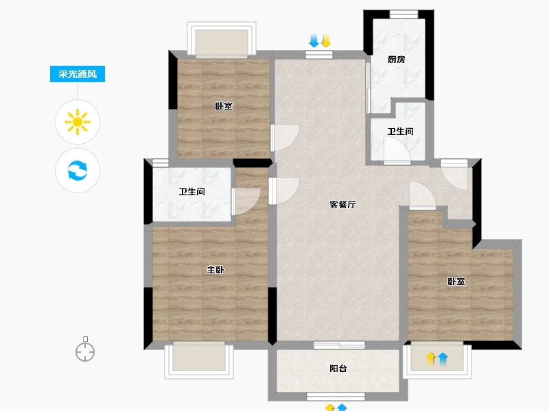 江西省-南昌市-聚仁公园里-75.31-户型库-采光通风