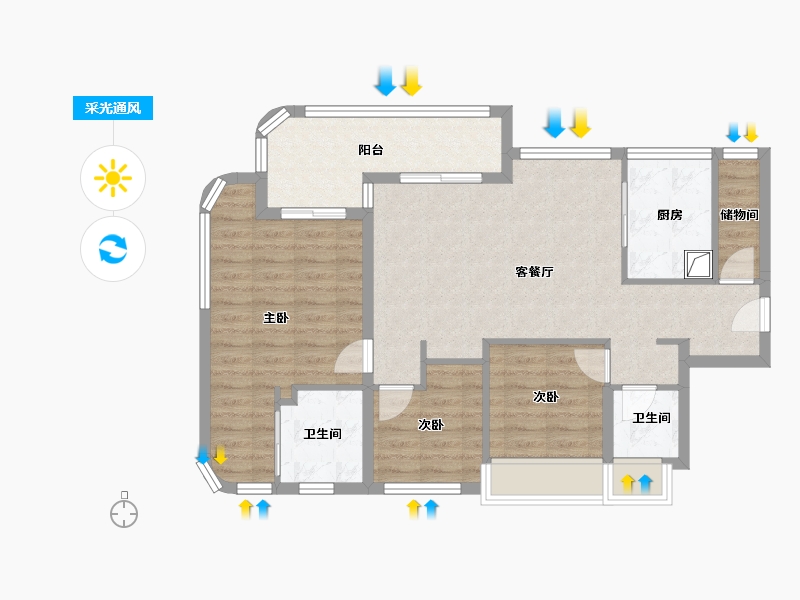 广东省-深圳市-招商前海瑧玺-85.57-户型库-采光通风