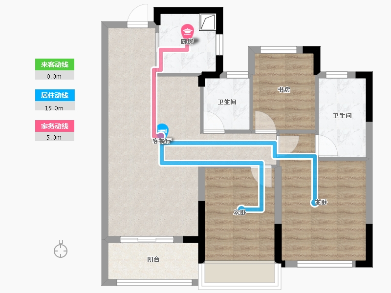 浙江省-杭州市-揽晖美寓-75.81-户型库-动静线