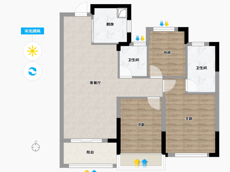 浙江省-杭州市-揽晖美寓-75.81-户型库-采光通风