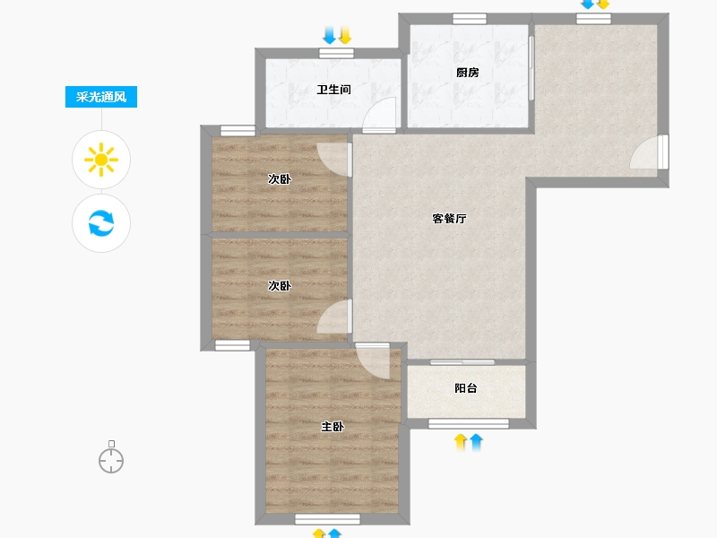 广东省-深圳市-益田村-77.60-户型库-采光通风