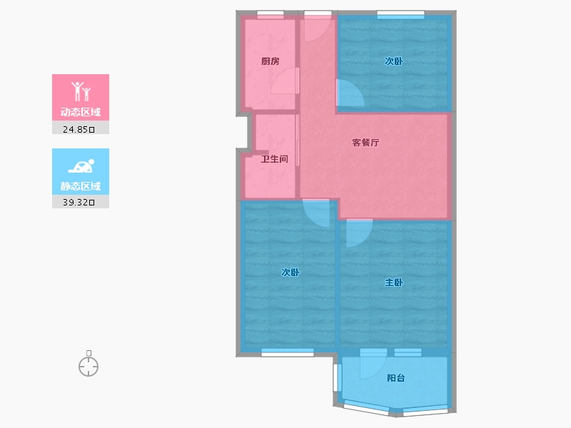 北京-北京市-物理所家属楼(北四环西路辅路)-56.00-户型库-动静分区