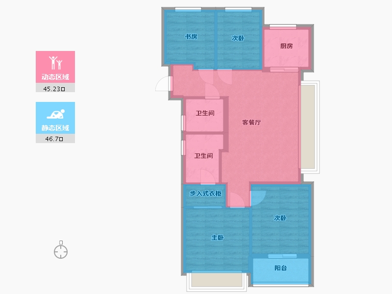 浙江省-杭州市-鹤云上凤栖里-95.40-户型库-动静分区