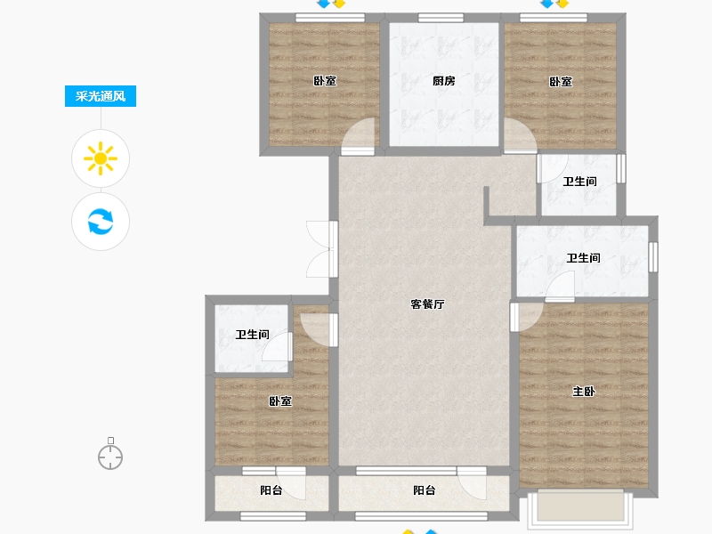 北京-北京市-北京建工·熙华台-117.45-户型库-采光通风