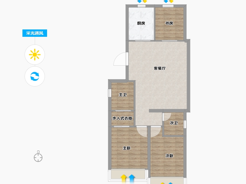 浙江省-杭州市-时代崇文栖云府-71.20-户型库-采光通风