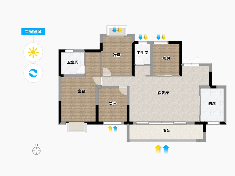 四川省-成都市-天投公园翠屿-112.04-户型库-采光通风