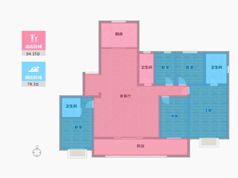 浙江省-台州市-绿城·明月君澜-155.39-户型库-动静分区