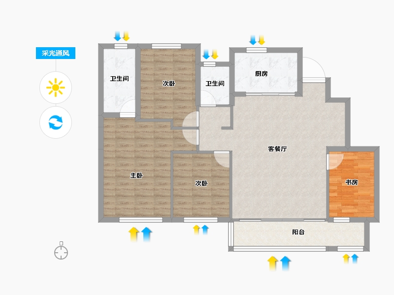 四川省-成都市-万科朗拾交子-104.43-户型库-采光通风