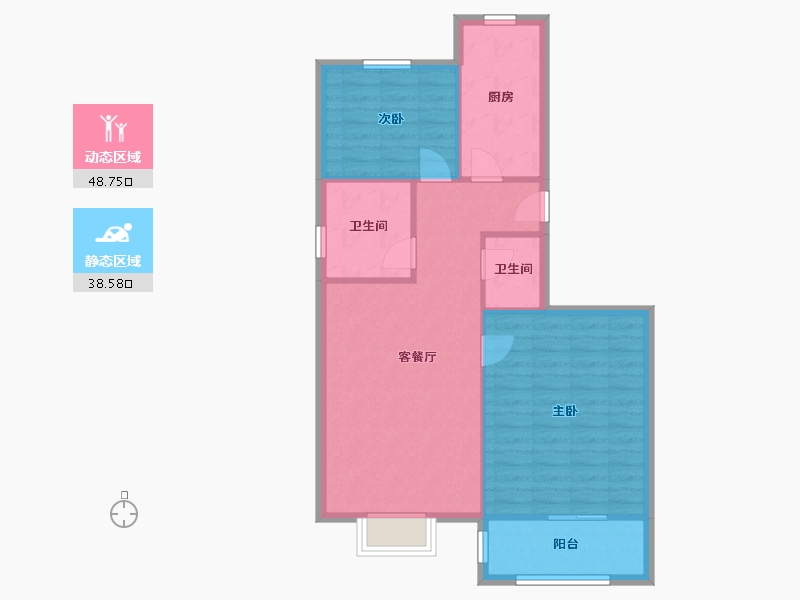 山西省-忻州市-龙岗小区-74.40-户型库-动静分区