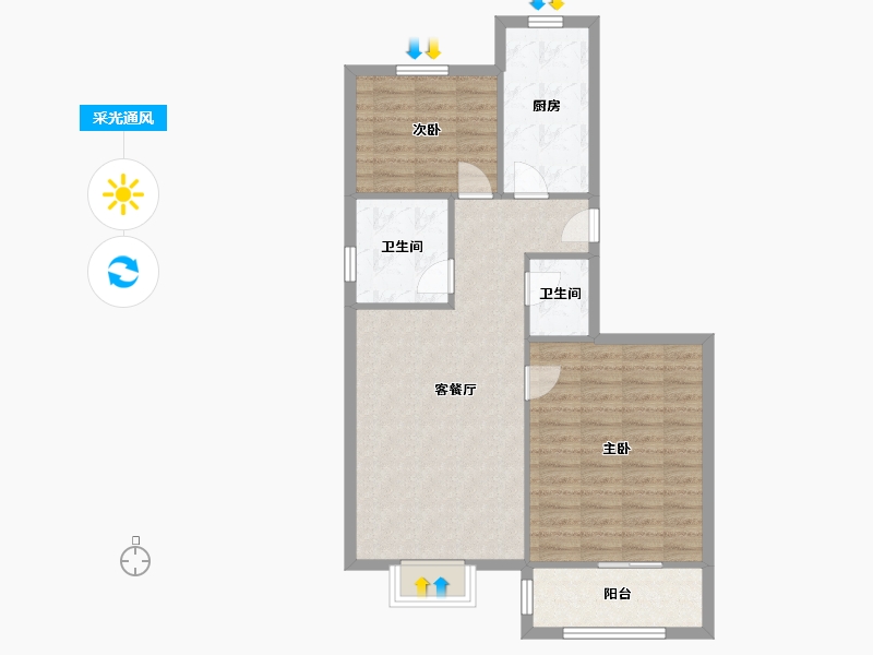 山西省-忻州市-龙岗小区-74.40-户型库-采光通风