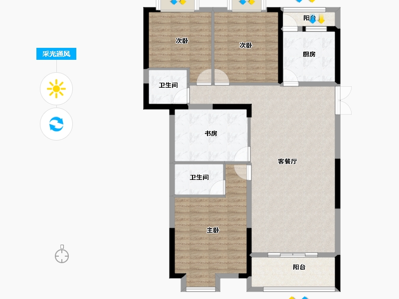 湖北省-武汉市-鼎盛璟城-112.00-户型库-采光通风