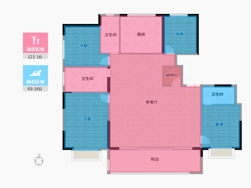 浙江省-宁波市-明湖怡府-177.63-户型库-动静分区