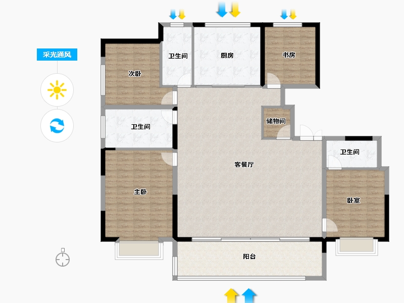 浙江省-宁波市-明湖怡府-177.63-户型库-采光通风