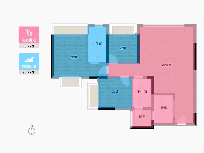 重庆-重庆市-卓越天元-76.63-户型库-动静分区