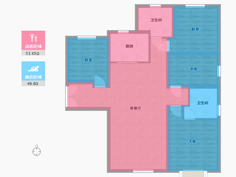 新疆维吾尔自治区-乌鲁木齐市-领地天屿-105.60-户型库-动静分区