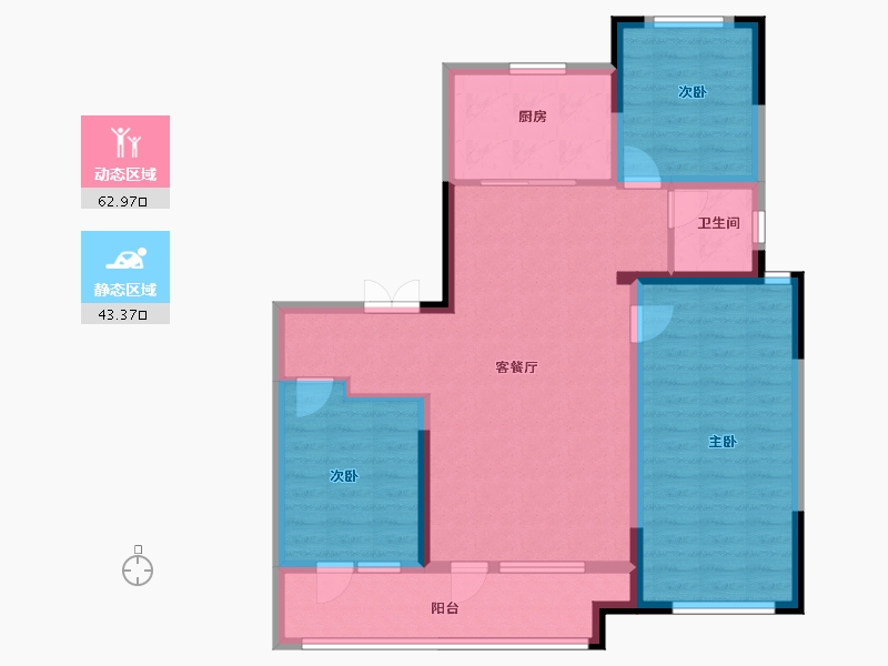 宁夏回族自治区-银川市-光耀·央玺-95.20-户型库-动静分区