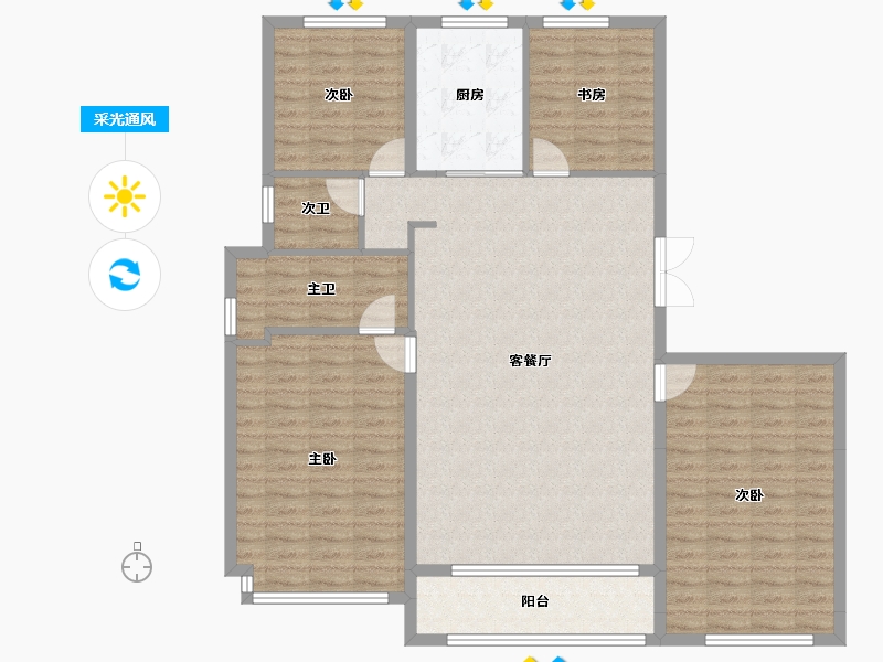 山东省-济南市-绿地海珀澜庭-129.19-户型库-采光通风