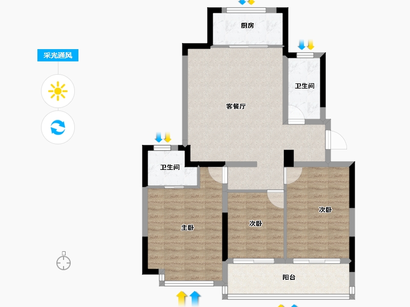 浙江省-绍兴市-枫华府-89.60-户型库-采光通风