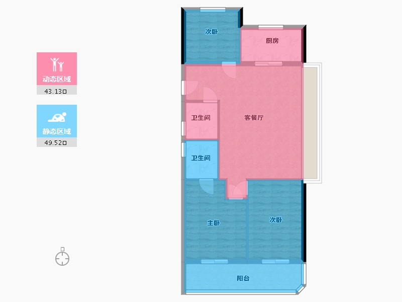 浙江省-杭州市-伟星滨映时代府-84.00-户型库-动静分区