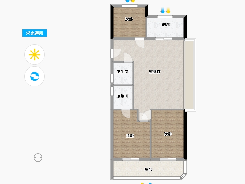 浙江省-杭州市-伟星滨映时代府-84.00-户型库-采光通风