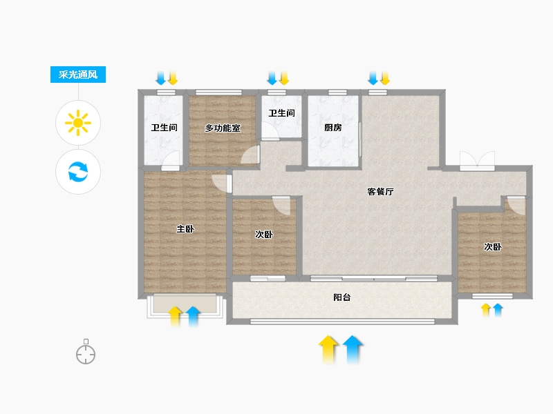 山东省-青岛市-璀璨璟园-128.01-户型库-采光通风