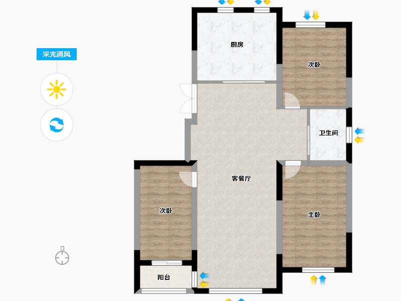 辽宁省-鞍山市-万达·海韵嘉华-92.01-户型库-采光通风