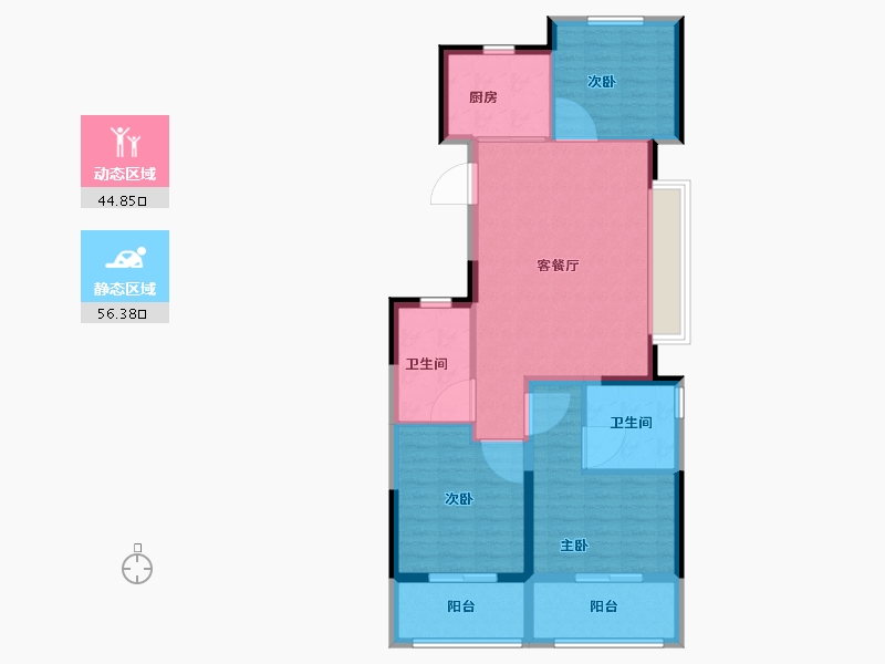 浙江省-宁波市-城投·隐秀光映里-91.27-户型库-动静分区