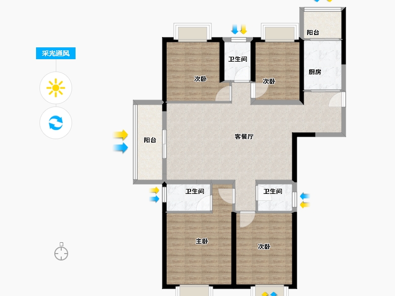 云南省-大理白族自治州-龙金广场-120.00-户型库-采光通风