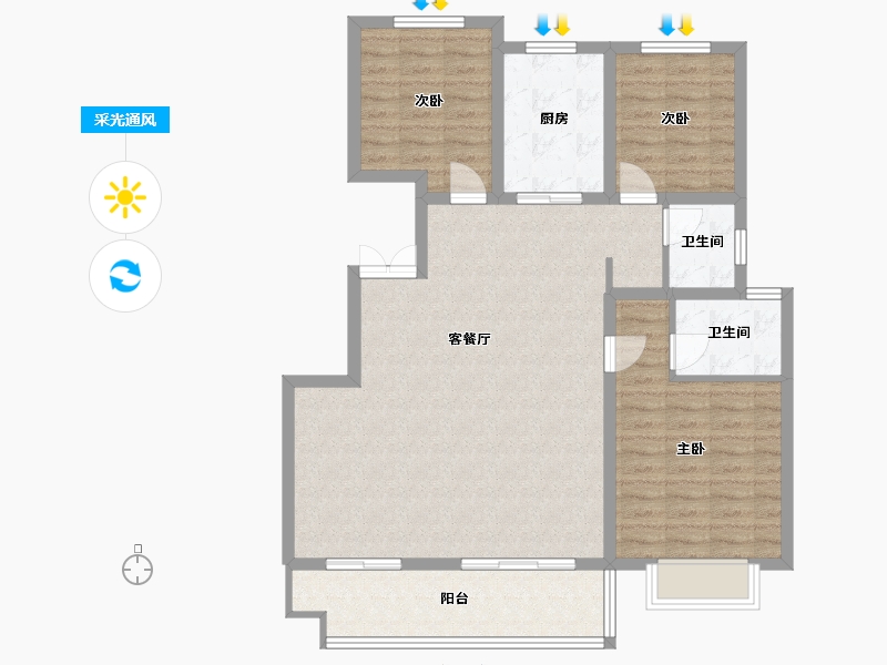 陕西省-宝鸡市-海澜湾-102.16-户型库-采光通风