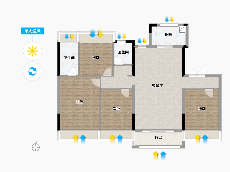 安徽省-合肥市-名邦保利琅悦-114.40-户型库-采光通风