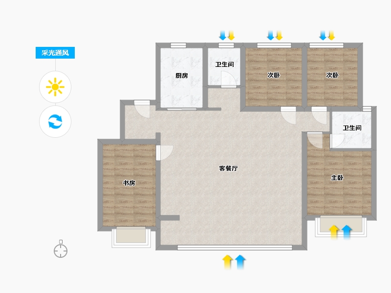 山东省-滨州市-丰泽尚景-111.07-户型库-采光通风