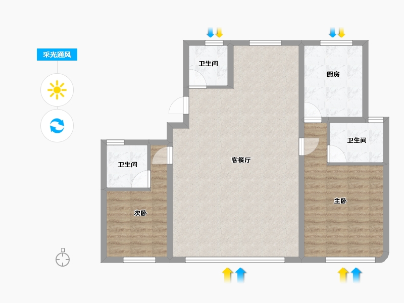 河北省-廊坊市-御东君著-94.45-户型库-采光通风