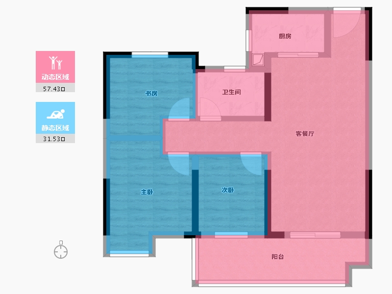 湖北省-宜昌市-银河·东湖雅居-78.40-户型库-动静分区