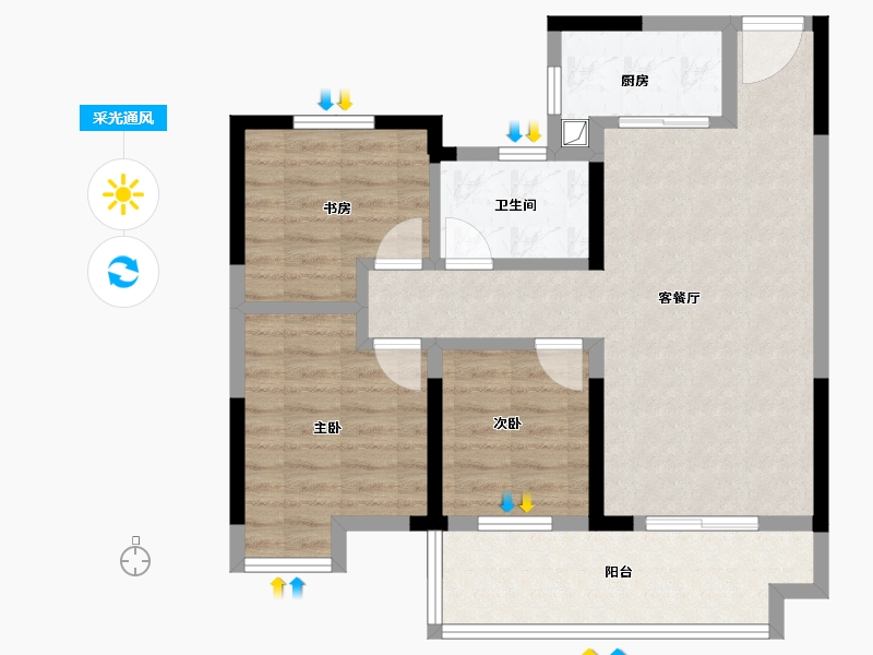 湖北省-宜昌市-银河·东湖雅居-78.40-户型库-采光通风