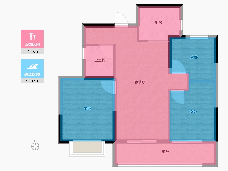 浙江省-宁波市-城投·隐秀光映里-71.00-户型库-动静分区