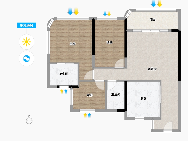 广东省-深圳市-招商前海瑧玺-84.80-户型库-采光通风