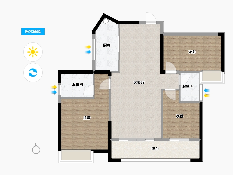 广东省-江门市-侨雅耀东明珠-116.00-户型库-采光通风